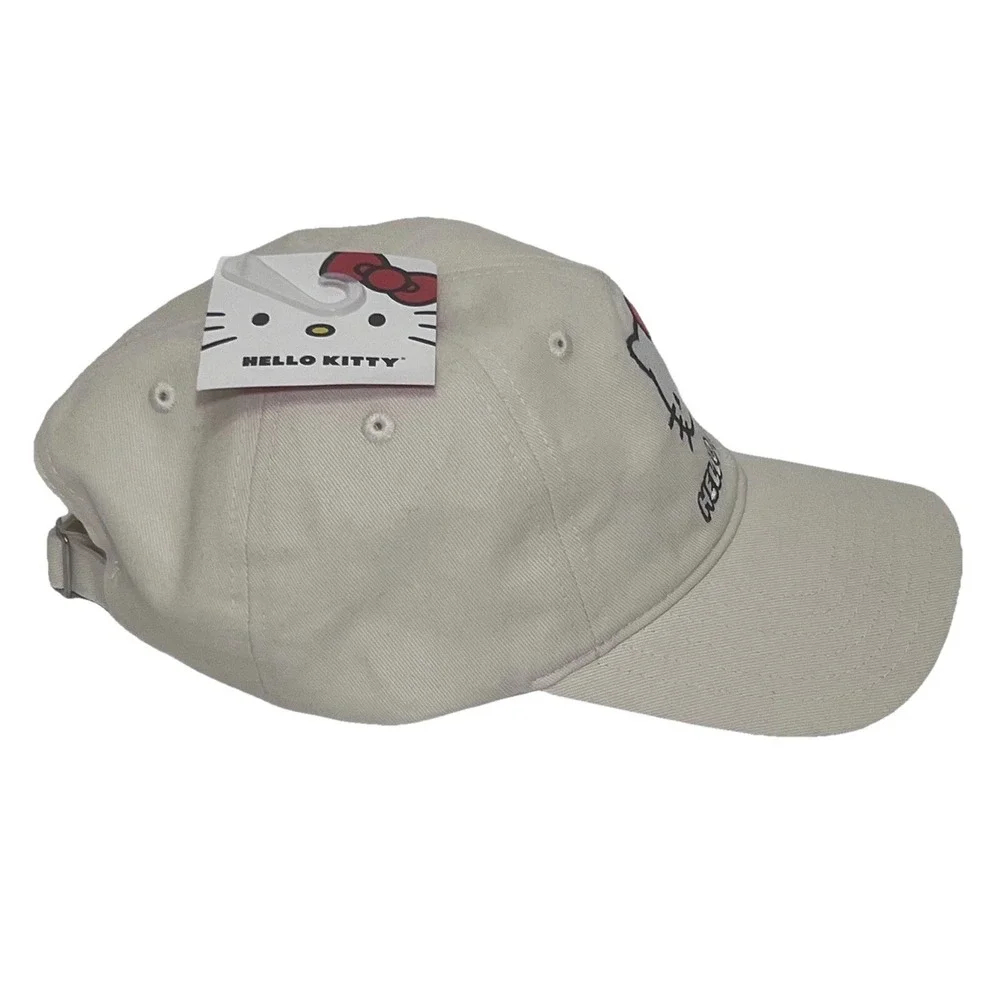 Hello Kitty Embroidered Face Women Adjustable Baseball‎ Cap Off White Hat